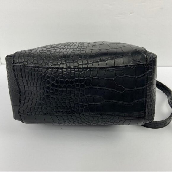 The Lovely Tote Vegan Leather Black‎ Purse Bag Shoulder Top Handle Faux Snake - Picture 3 of 14